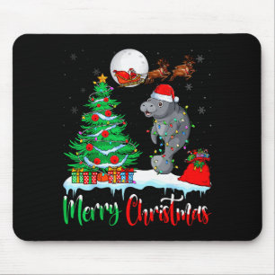 Manatee Santa Hat Xmas Tree Merry Christmas Manate Mouse Mat