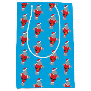 Manatee Santa Outfit Animal Novelty Christmas Medium Gift Bag