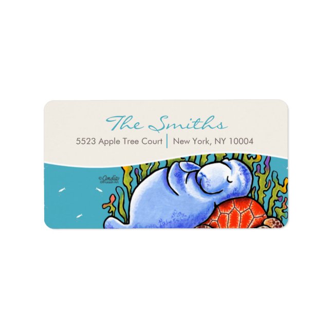 Manatee Sea Turtle Fishes Sea Blue Label (Front)