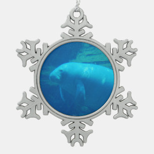 Manatee Snowflake Pewter Christmas Ornament