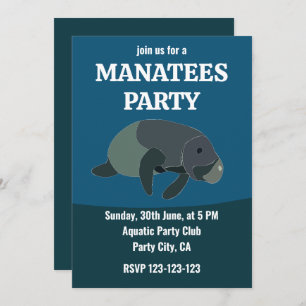 Manatee Under The Sea Birthday Party Manatee Invitation