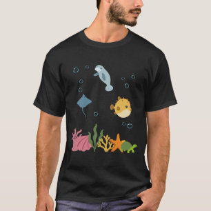 Manatee Underwater Kids Ray Pufferfish T-Shirt