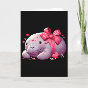 Manatee Valentine Hearts Animal Sea Ocean 1  Card