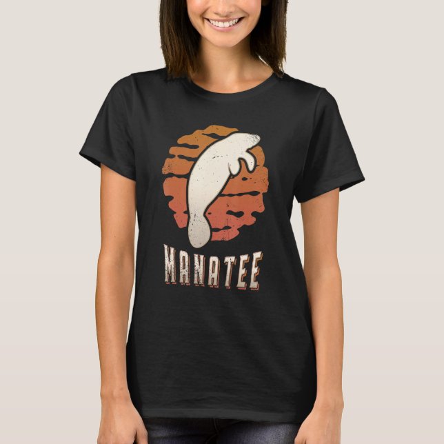 Manatee Vintage Retro Classic Animal Sunset T-Shirt (Front)