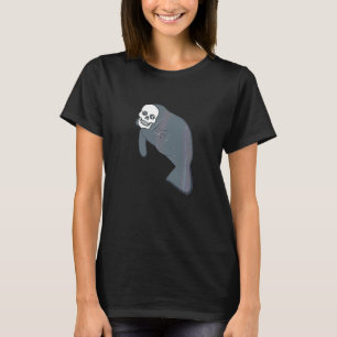 Manatee Wearing Skull Skeleton Mask Halloween Scar T-Shirt