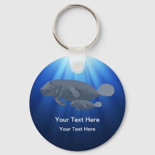 Manatee Wildlife Underwater Nature Keychains