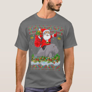 Manatee Xmas Pyjamas Ugly Santa Riding Manatee Chr T-Shirt