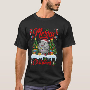 Manatee Xmas Tree Lighting Santa Hat Manatee Chris T-Shirt