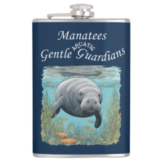 Manatees Gentle Aquatic Guardians Hip Flask