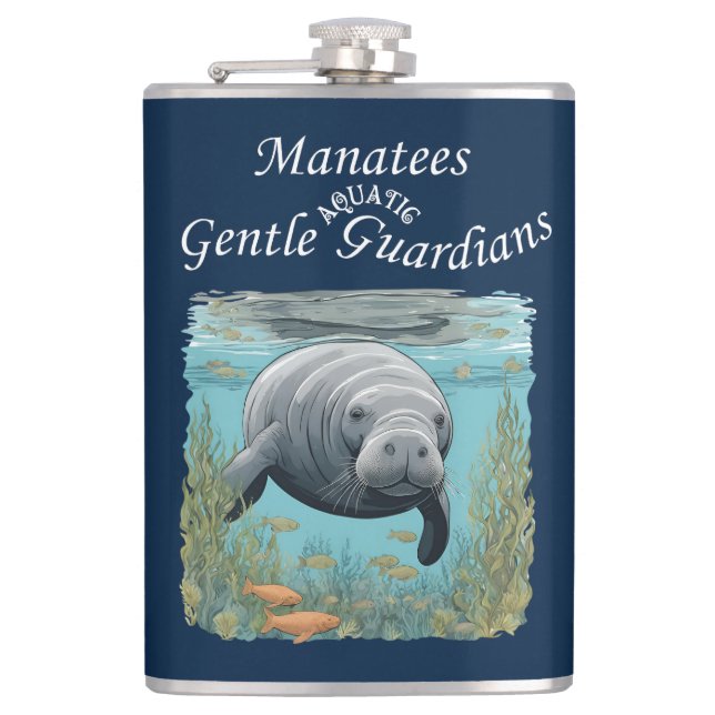 Manatees Gentle Aquatic Guardians Hip Flask (Front)