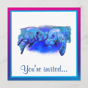 Manatees Happy Birthday Invitation