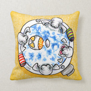 Manatees Hot Tub Fun Off-Leash Art™ Cushion