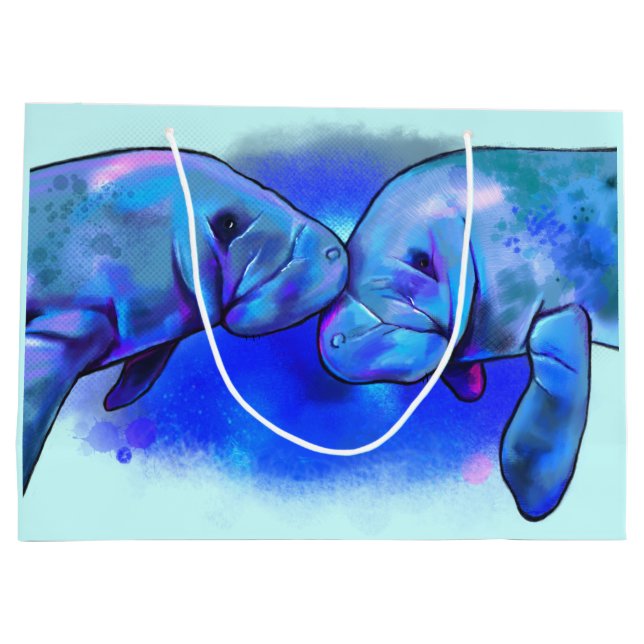 Manatees in Colours with Love Large Gift Bag (Back)