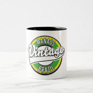 Manaus Brazil vintage logo Two-Tone Coffee Mug