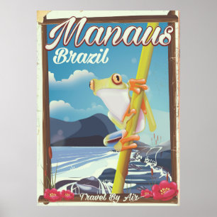 Manaus Brazil vintage travel poster