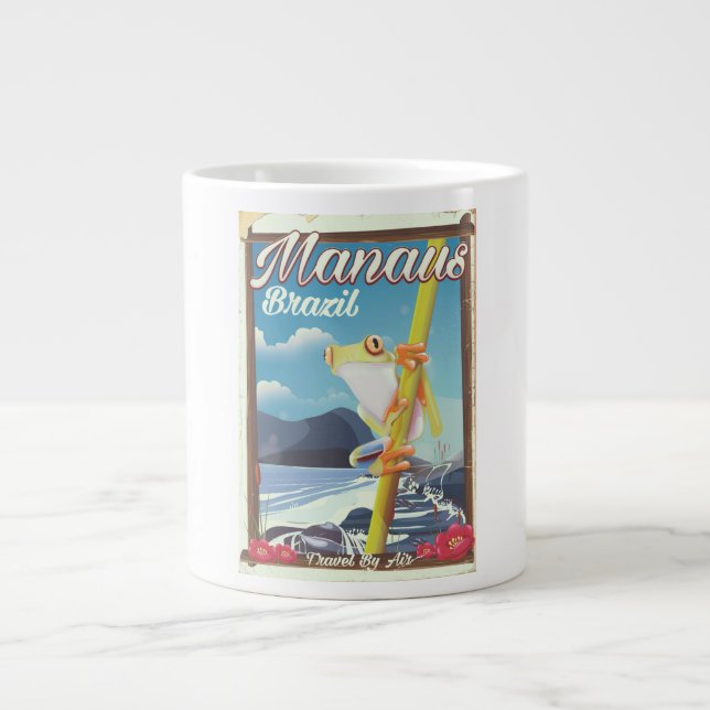Manaus Brazil vintage travel poster Large Coffee Mug (Front)