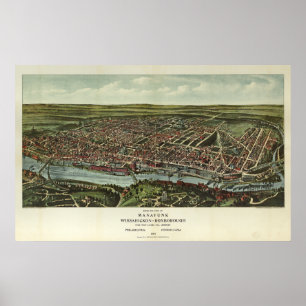 Manayunk Wissahickon Roxborough PA Aerial Map Poster