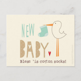 Manc Card - New Baby Boy Bless 'is cotton socks