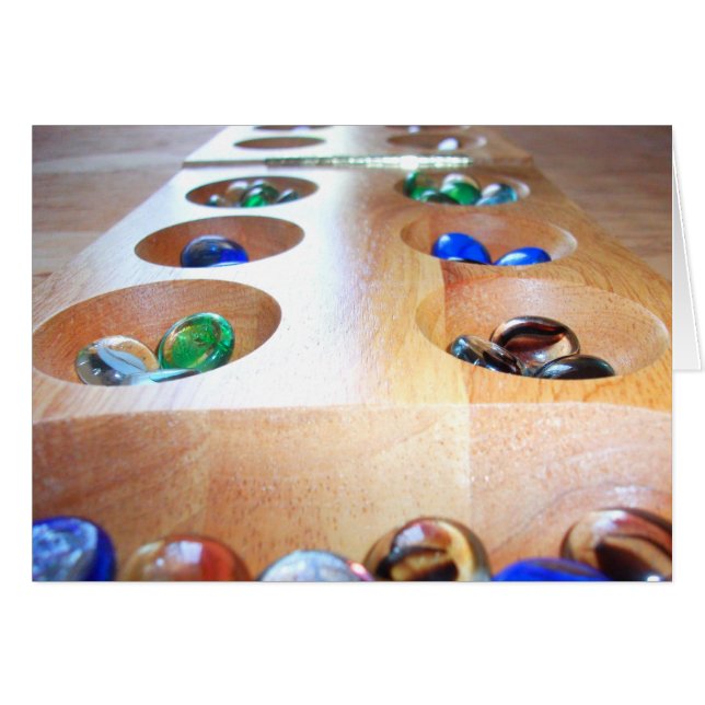 Mancala Board with Game Pieces (Front Horizontal)