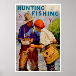 Mancave Hunting Art Fishing Poster Vintage Print