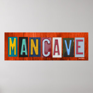 MANCAVE License Plate Art Word Phrase Poster