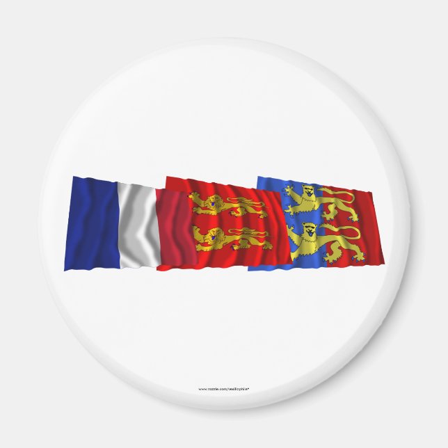 Manche, Basse-Normandie & France flags Magnet (Front)