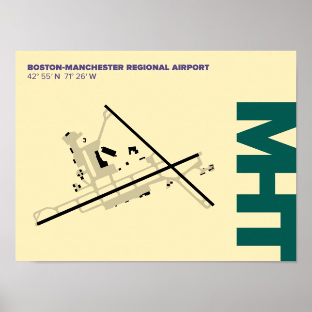Manchester Airport (MHT) Diagram Poster (Front)