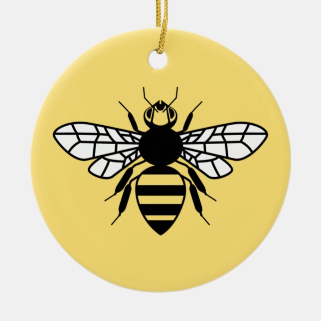 Manchester Bee Ceramic Tree Decoration (Front)