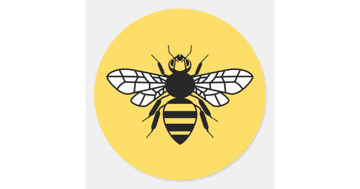 Manchester Bee Classic Round Sticker Zazzle.co.uk
