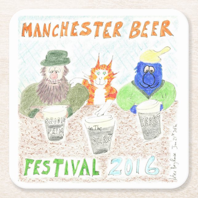 Manchester Beer Festival January each year Square Paper Coaster (Front)