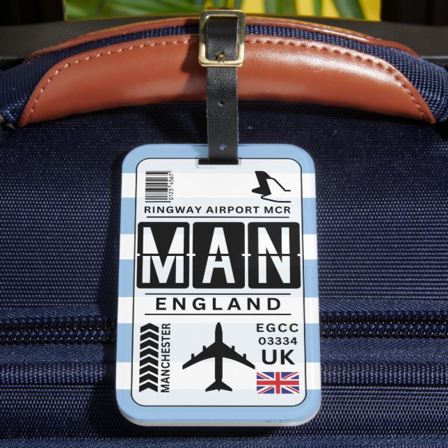 Manchester Blue Luggage Tag (Front Insitu 2)