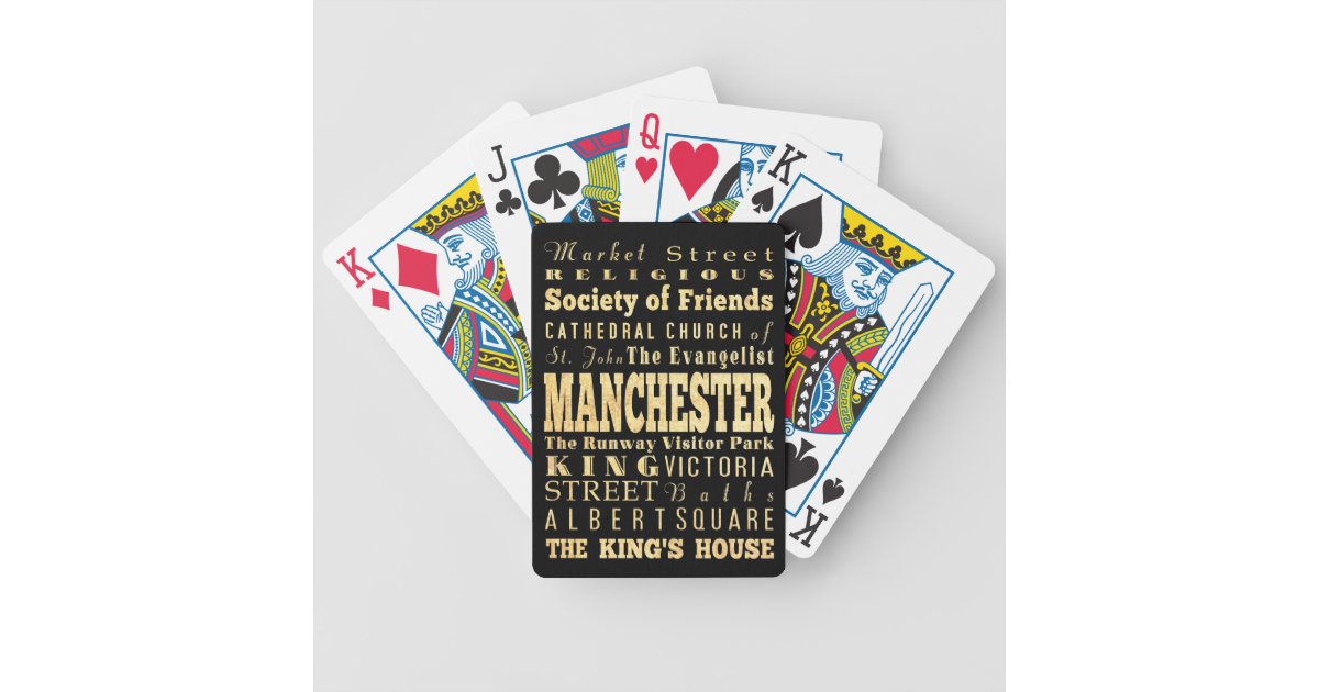 Manchester City of United Kingdom Typography Art Bicycle Playing Cards | Zazzle.co.uk