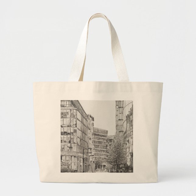 Manchester Deansgate view from cafe.2010 Large Tote Bag (Front)