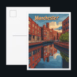 Manchester England Art Vintage Travel Illustration Postcard<br><div class="desc">Manchester England Art Vintage travel place illustration</div>