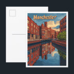 Manchester England Art Vintage Travel Illustration Postcard<br><div class="desc">Manchester England Art Vintage travel place illustration</div>
