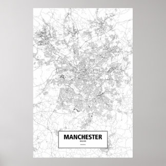 Manchester, England (black on white) Poster