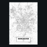 Manchester, England (black on white) Poster<br><div class="desc">Intricate posters of cities outlined only by their roads in beautiful detail. Routelines artwork copyright (c)2013 Nicholas Rougeux. Map data outside the US is (c) OpenStreetMap (http://www.openstreetmap.org) contributors, CC BY-SA (http://creativecommons.org/licenses/by-sa/2.0/). Learn more at www.Routelines.com</div>