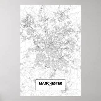 Manchester, England (black on white) Poster