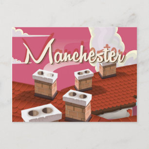Manchester, England cartoon travel poster Postcard