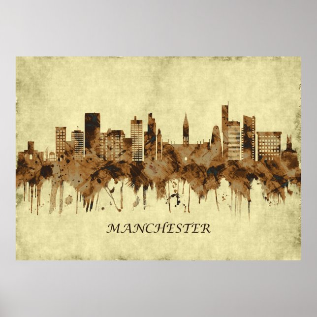 Manchester England Cityscape Poster (Front)