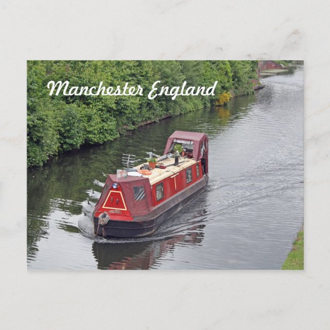 manchester england postcard (cannal boat) (Front)