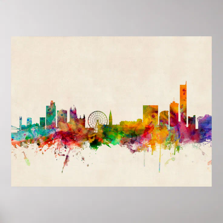 Manchester England Skyline Cityscape Poster | Zazzle