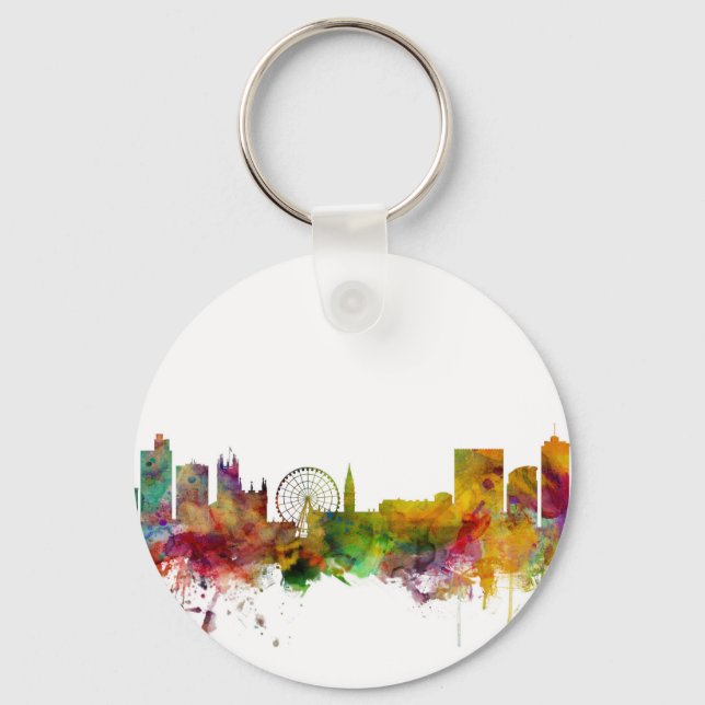 Manchester England Skyline Key Ring (Front)