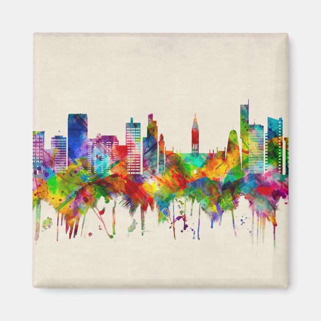 Manchester England Skyline Magnet (Front)