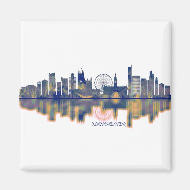 Manchester England Skyline Magnet (Front)