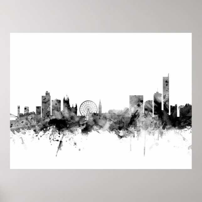 Manchester England Skyline Poster (Front)