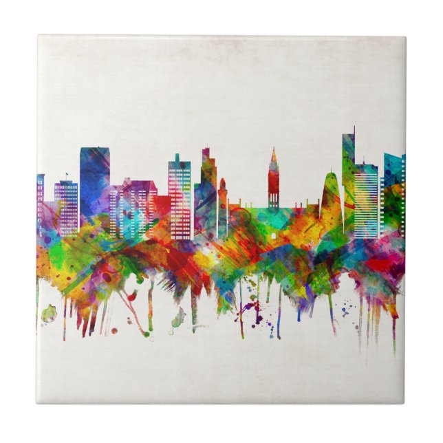 Manchester England Skyline Tile (Front)