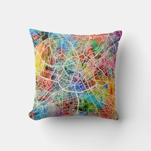 Manchester England Street City Map Cushion (Front)