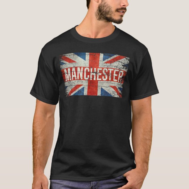Manchester England United Kingdom Bristish Flag Vi T-Shirt (Front)