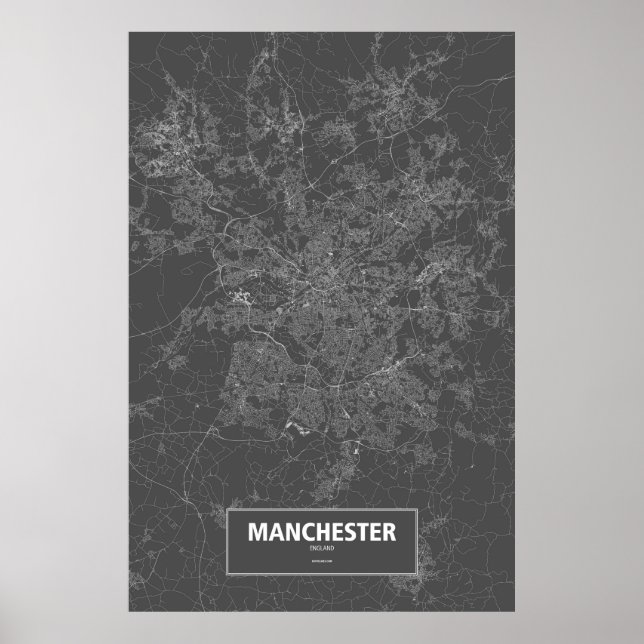 Manchester, England (white on black) Poster (Front)